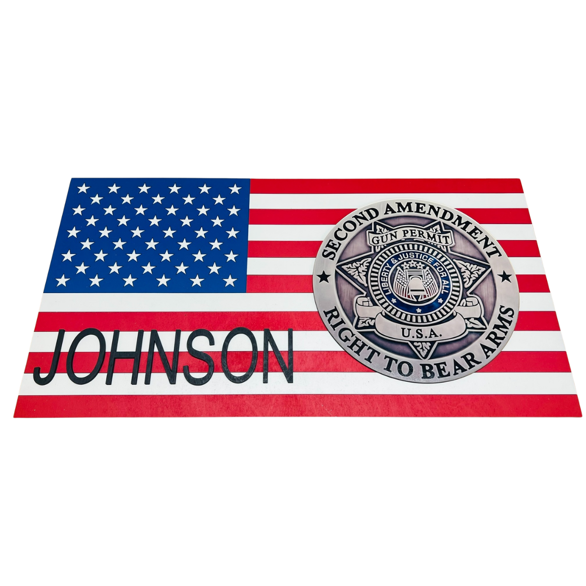 Custom 2A Right to Bear Arms Wooden American Flag Sign