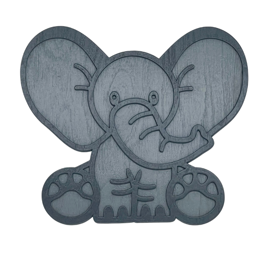 Trunkloads of Cuteness: Adorable Layered Wooden Baby Elephant Art!