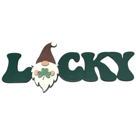 Find Your Luck: Adorable Layered "LUCKY" Gnome Sign for St. Paddy's!