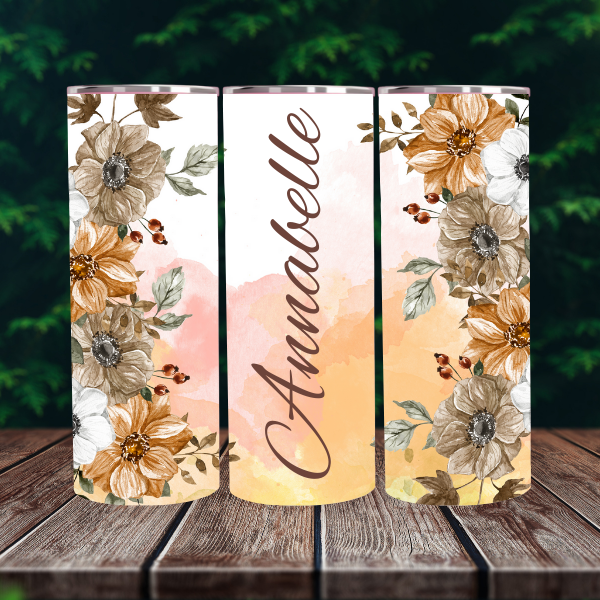 Fall Watercolor Autumn Floral Tumbler